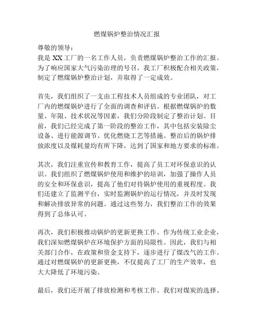 燃煤锅炉整治情况汇报