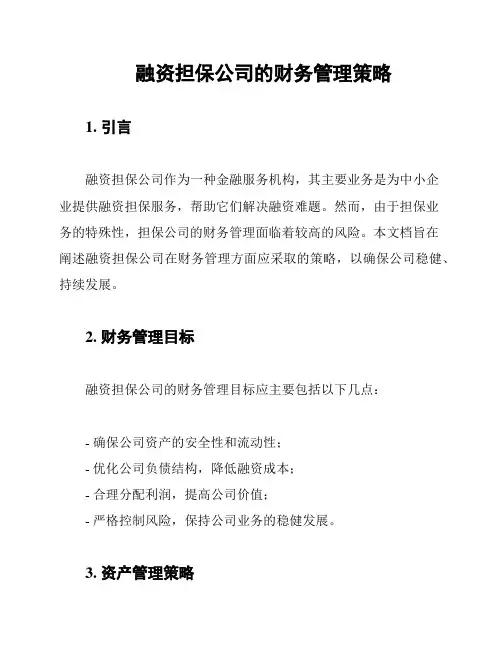 融资担保公司的财务管理策略