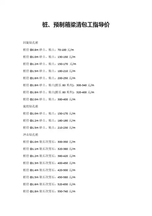 桩、预制箱梁清包工指导价