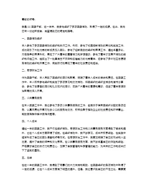 XX团委干部述职报告
