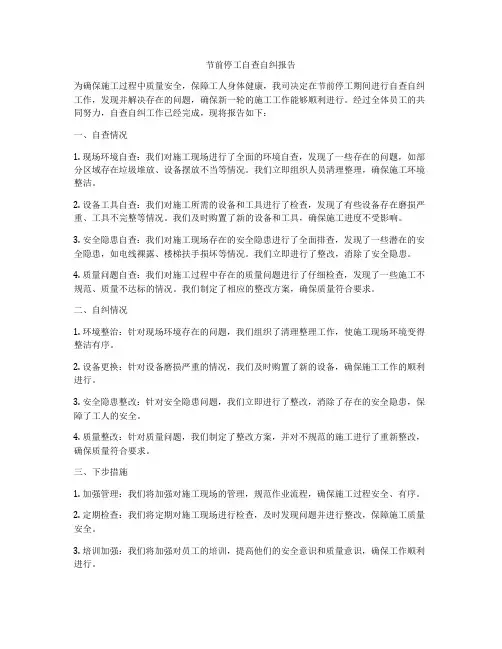 节前停工自查自纠报告
