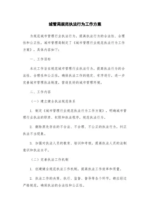 城管局规范执法行为工作方案