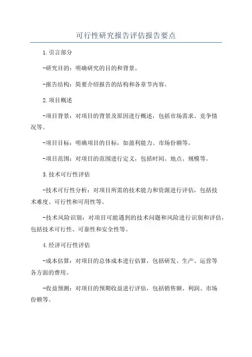 可行性研究报告评估报告要点