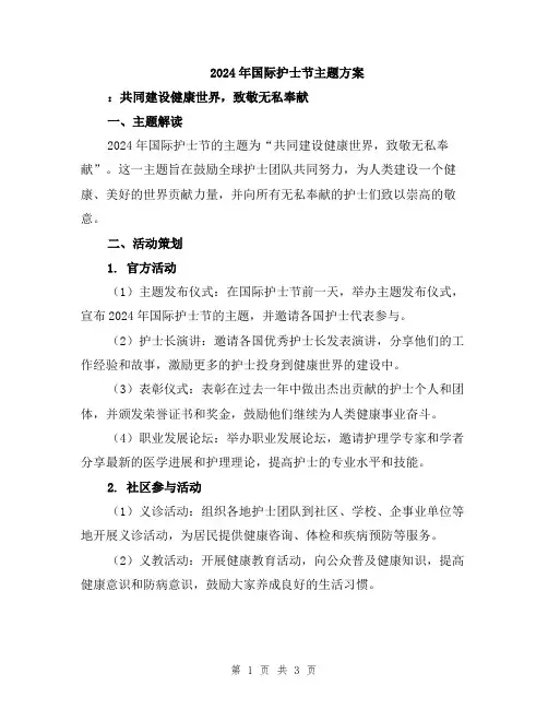 2024年国际护士节主题方案