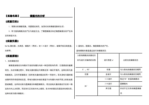 大学物理实验报告系列之偏振光的分析
