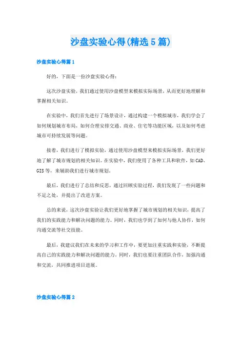 沙盘实验心得(精选5篇)