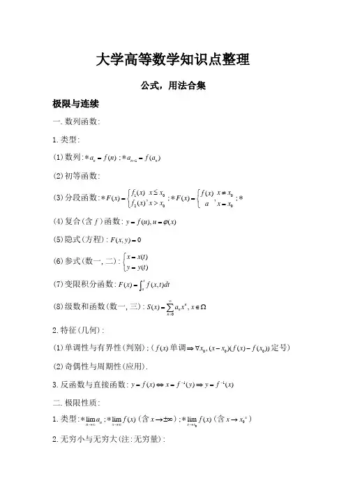 大学高等数学知识点