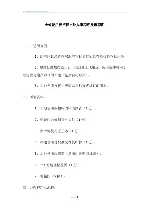 土地使用权招标出让办事程序及流程图