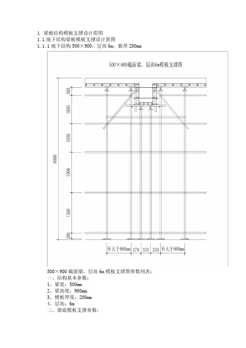 梁板结构模板支撑设计简图