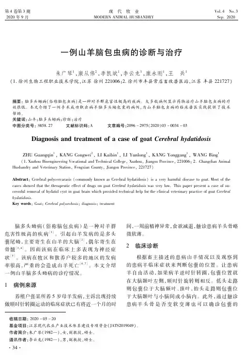 一例山羊脑包虫病的诊断与治疗