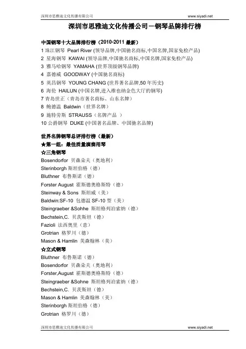 中国钢琴十大品牌排行榜 最全的钢琴品牌
