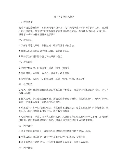 初中科学项目式教案