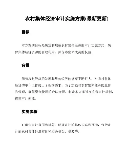 农村集体经济审计实施方案(最新更新)