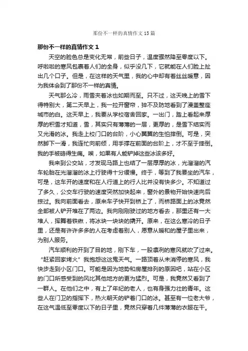 那份不一样的真情作文15篇