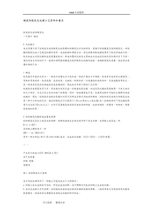 硬质阳极氧化处理工艺条件和要求内容