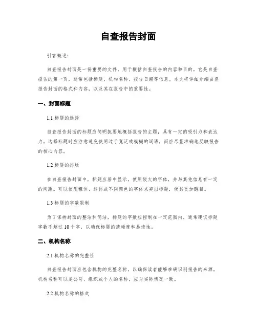 自查报告封面