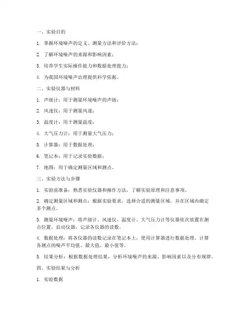 环境噪声测量实验报告