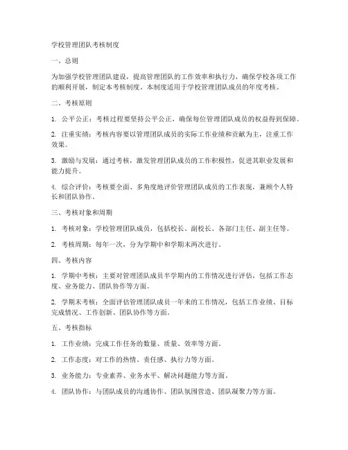 学校管理团队考核制度范本
