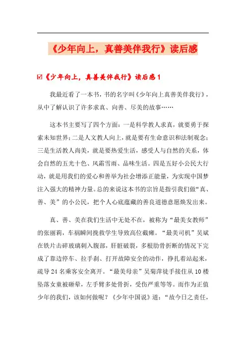《少年向上,真善美伴我行》读后感