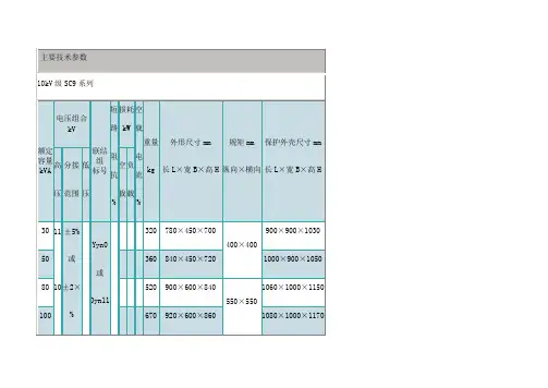 变压器主要技术参数
