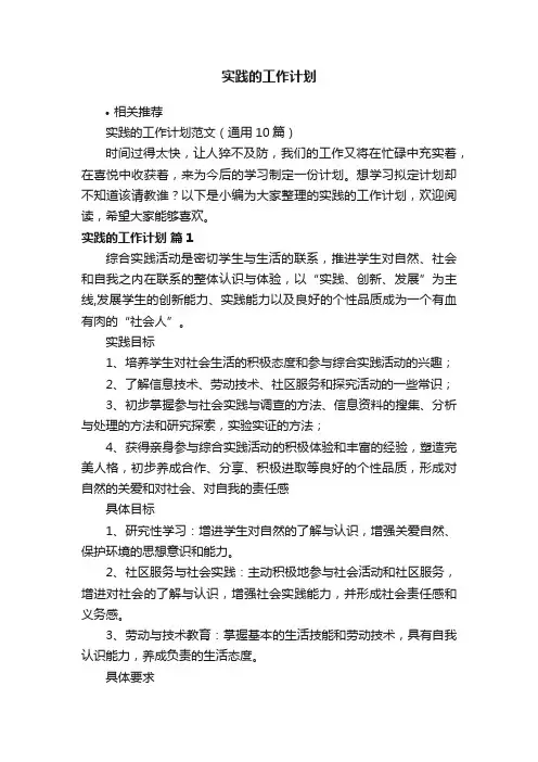 实践的工作计划