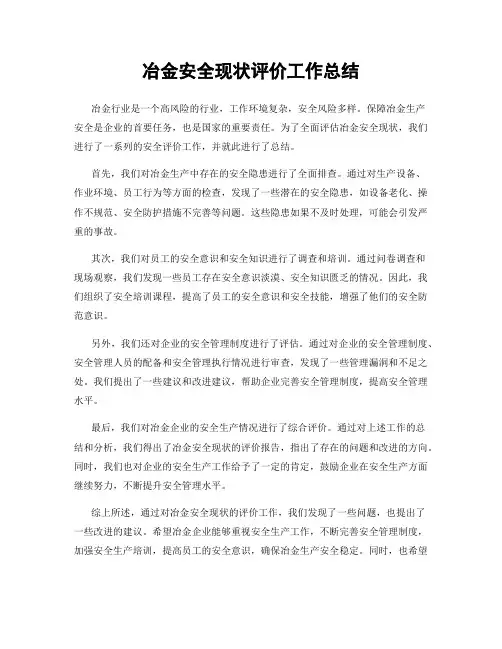冶金安全现状评价工作总结