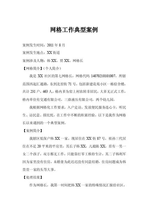 网格化工作典型案例【精选文档】