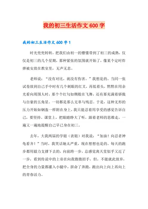 我的初三生活作文600字