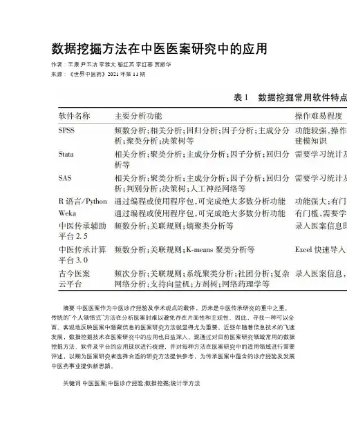 数据挖掘方法在中医医案研究中的应用