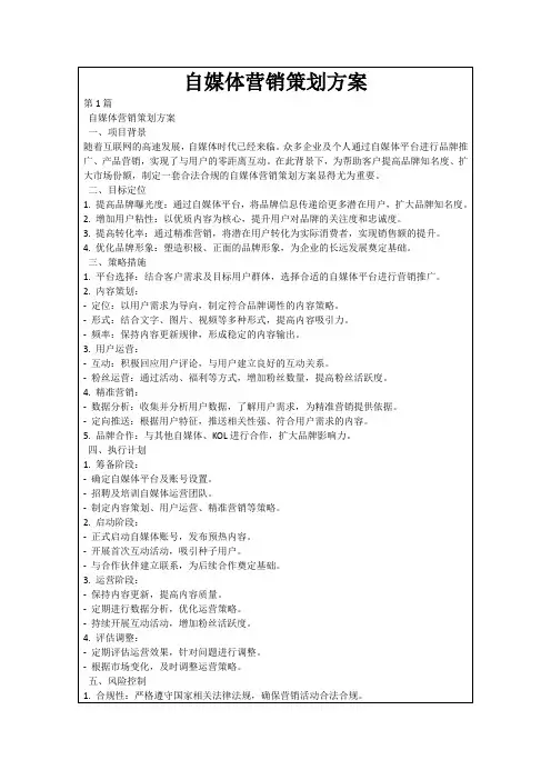 自媒体营销策划方案