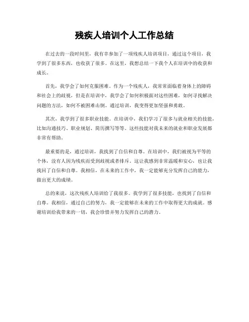 残疾人培训个人工作总结
