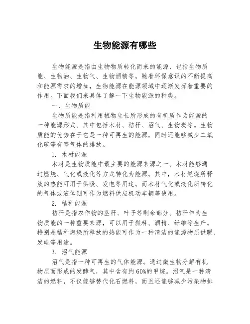 生物能源有哪些