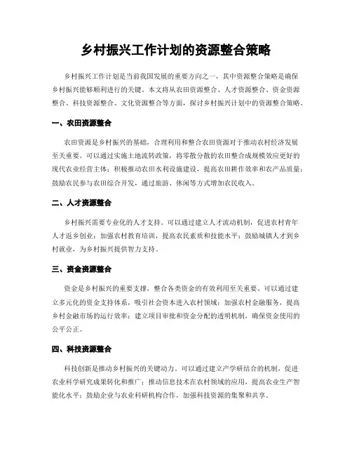 乡村振兴工作计划的资源整合策略