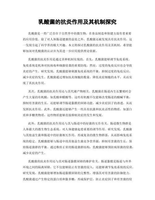 乳酸菌的抗炎作用及其机制探究