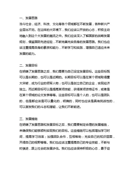 发展思路、发展目标、发展措施,