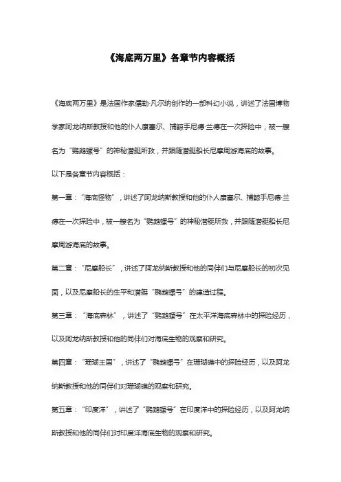 《海底两万里》各章节内容概括
