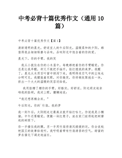 中考必背十篇优秀作文(通用10篇)