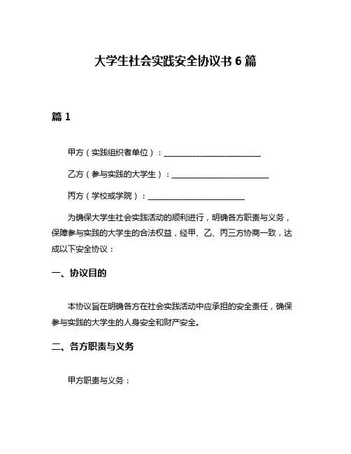 大学生社会实践安全协议书6篇