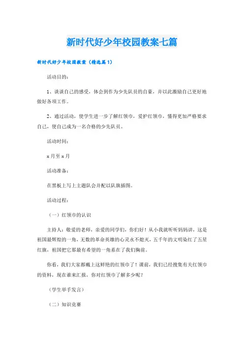 新时代好少年校园教案七篇