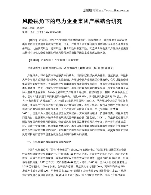 风险视角下的电力企业集团产融结合研究