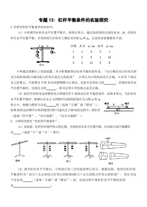专题13 杠杆平衡条件的实验探究3
