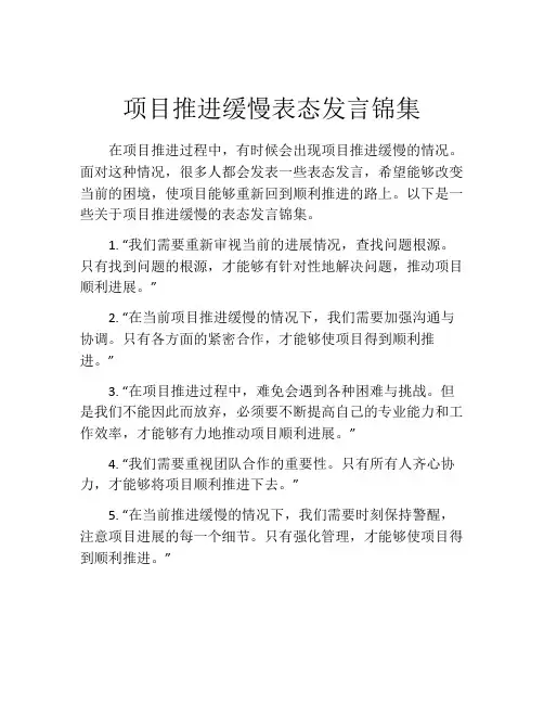 项目推进缓慢表态发言锦集