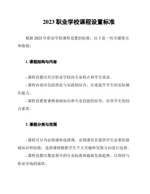 2023职业学校课程设置标准
