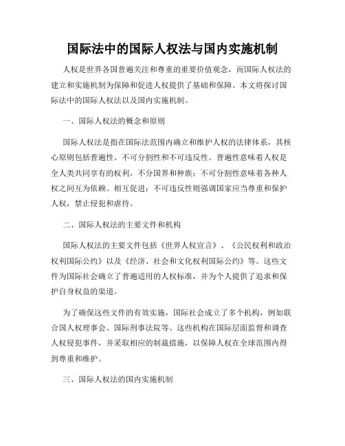 国际法中的国际人权法与国内实施机制