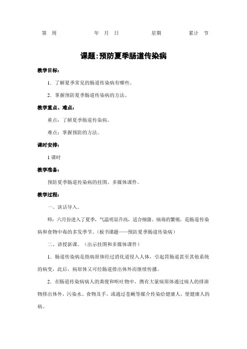 预防夏季肠道传染病