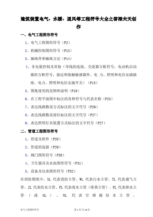 电气、水暖等工程图形符号大全表