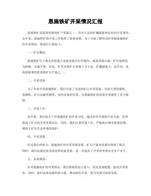 恩施铁矿开采情况汇报