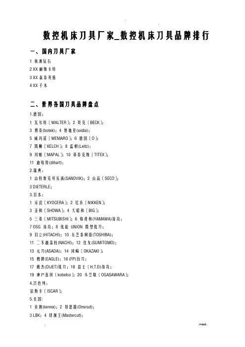 国产数控刀具品牌大全