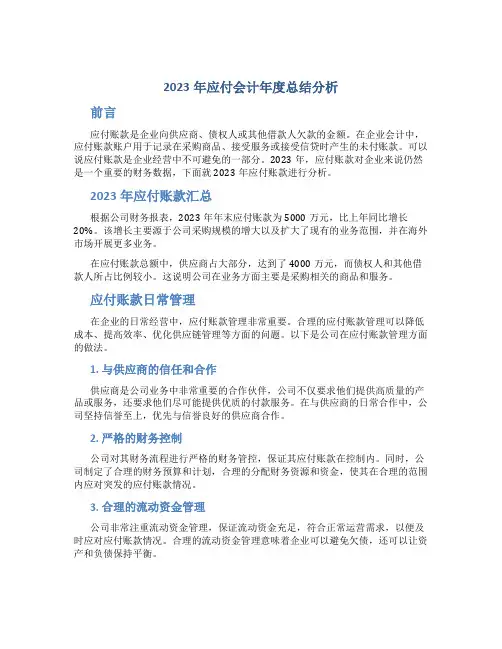 2023年应付会计年度总结分析