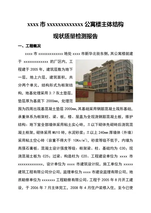 主体结构质量检测报告